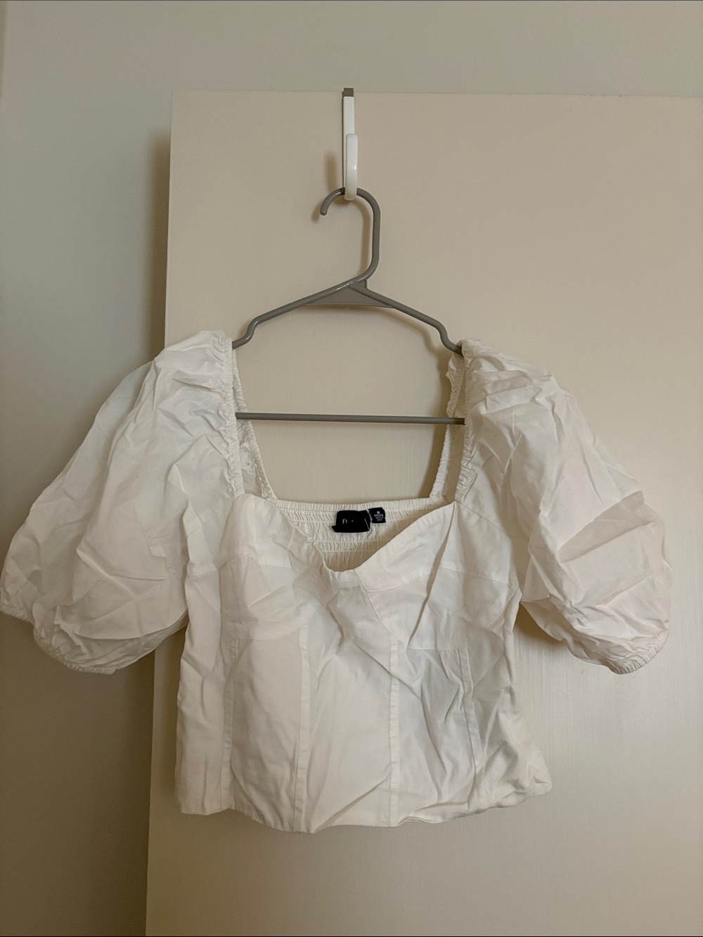 NWT GAP White Puff Sleeve Corset Crop Top Petite Size Medium